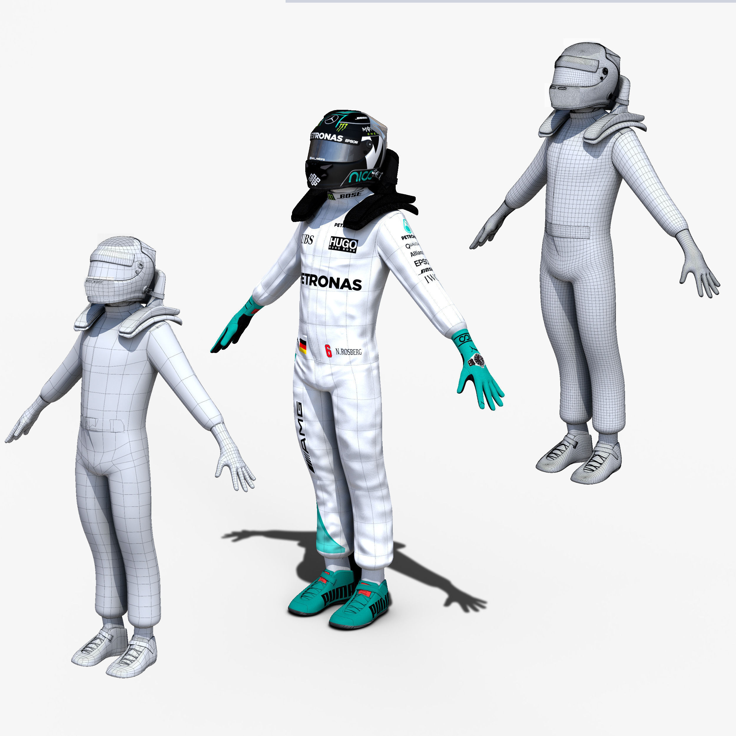 Nico Rosberg 2016 Low-poly 3D model_7