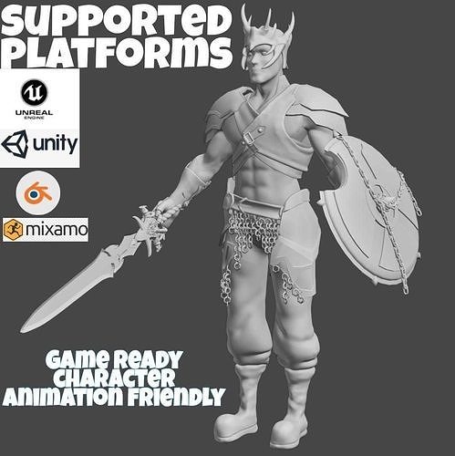 male game ready character Low-poly 3D model