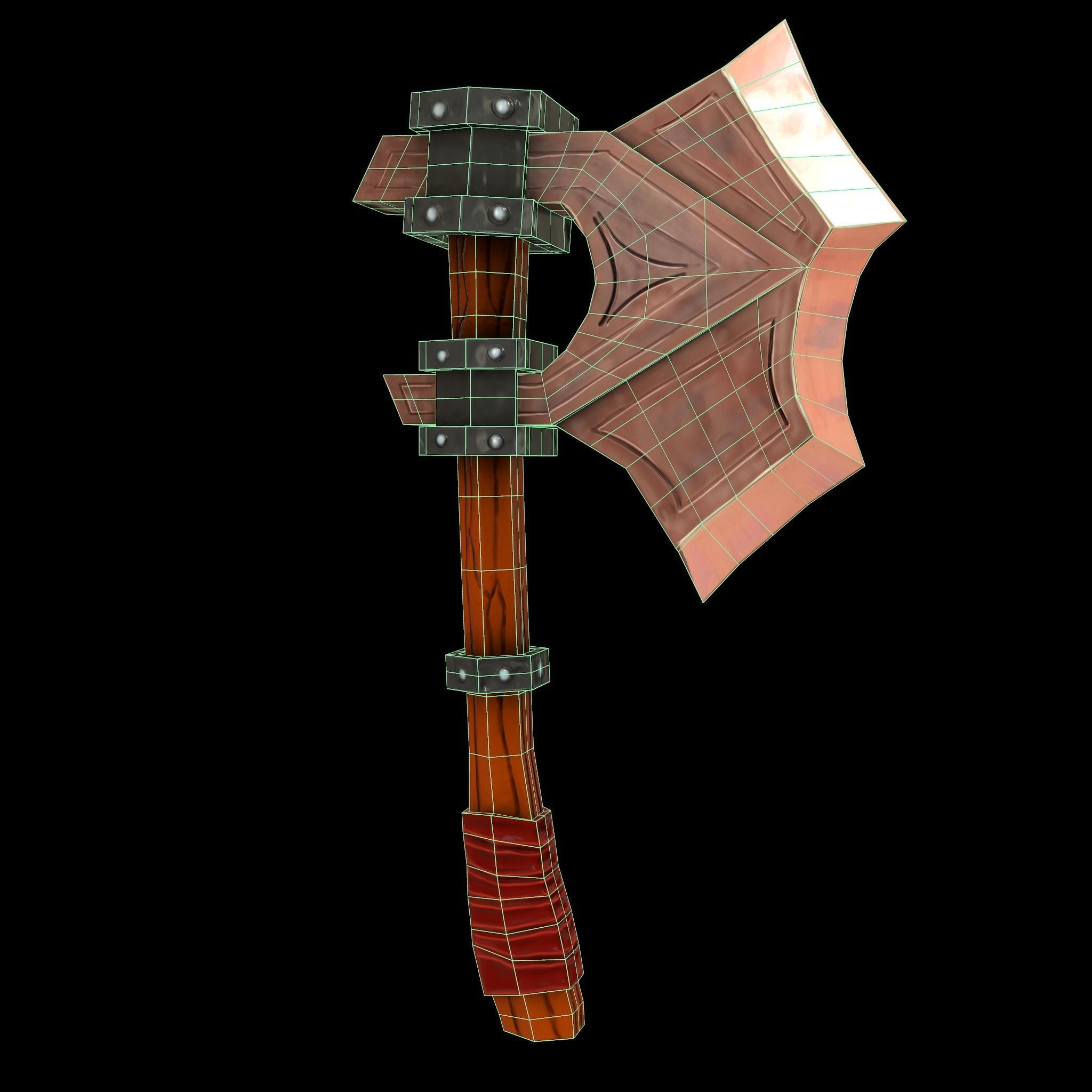 Battle Axe Low-poly 3D model_1