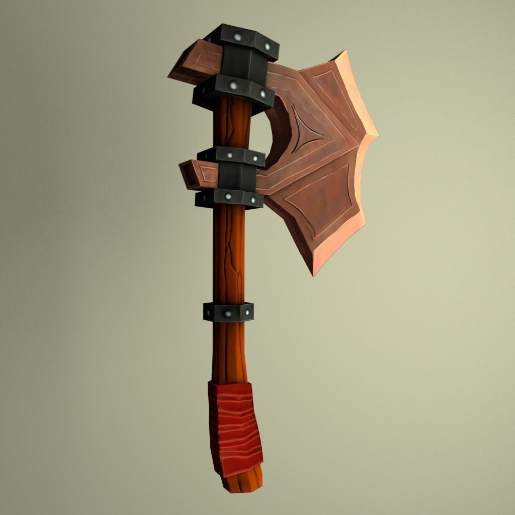 Battle Axe Low-poly 3D model_2