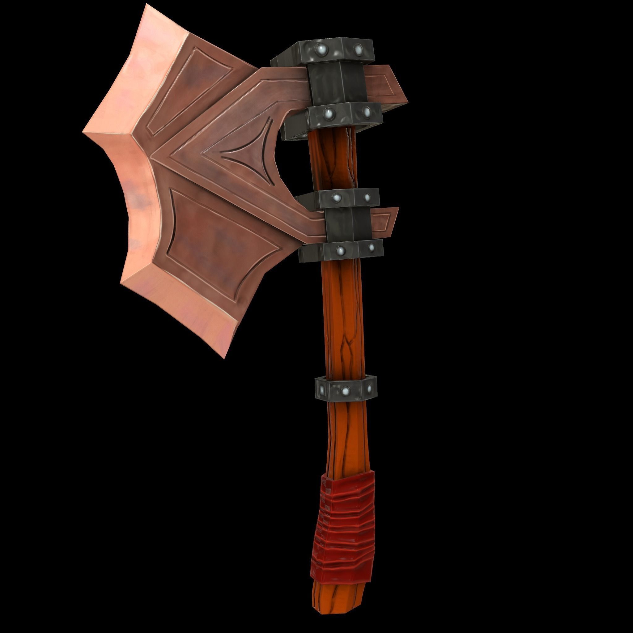 Battle Axe Low-poly 3D model_0