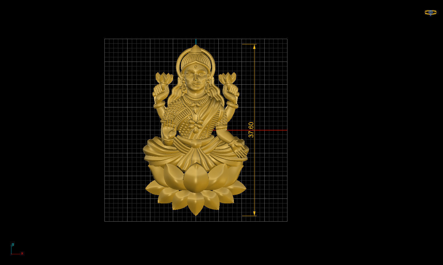 laxmi-god gold plated hindu statue 3D print model_1