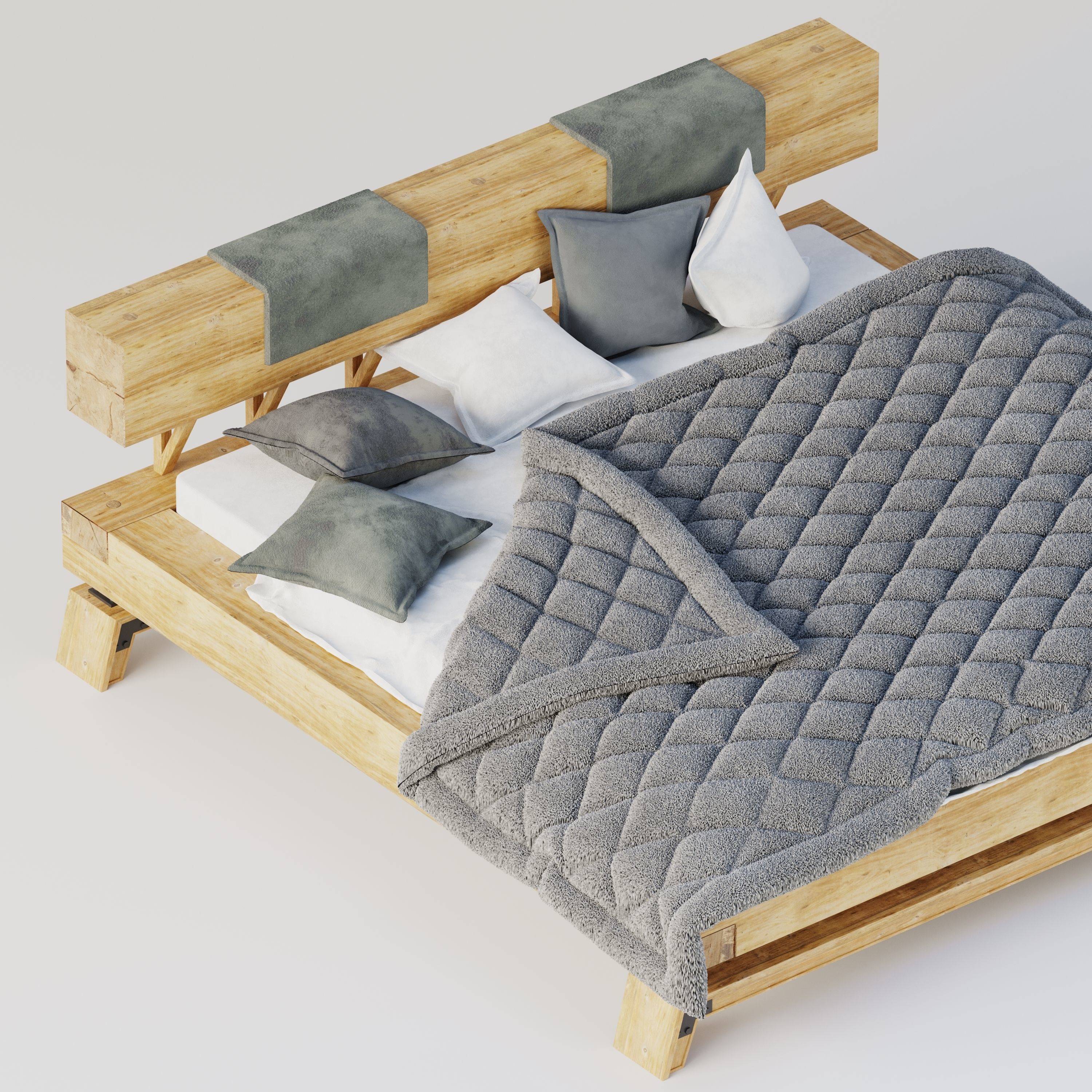 Bed Loft Low-poly 3D model_1