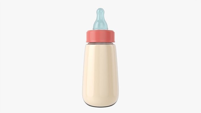 Baby milk bottle with dummy 3D model