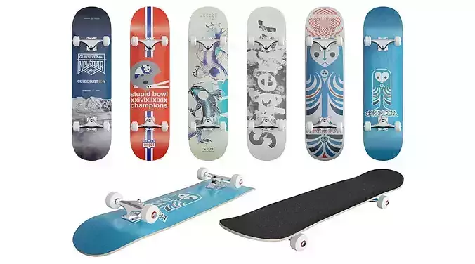 Skateboards BLENDER 3D Model Cycles 3D model