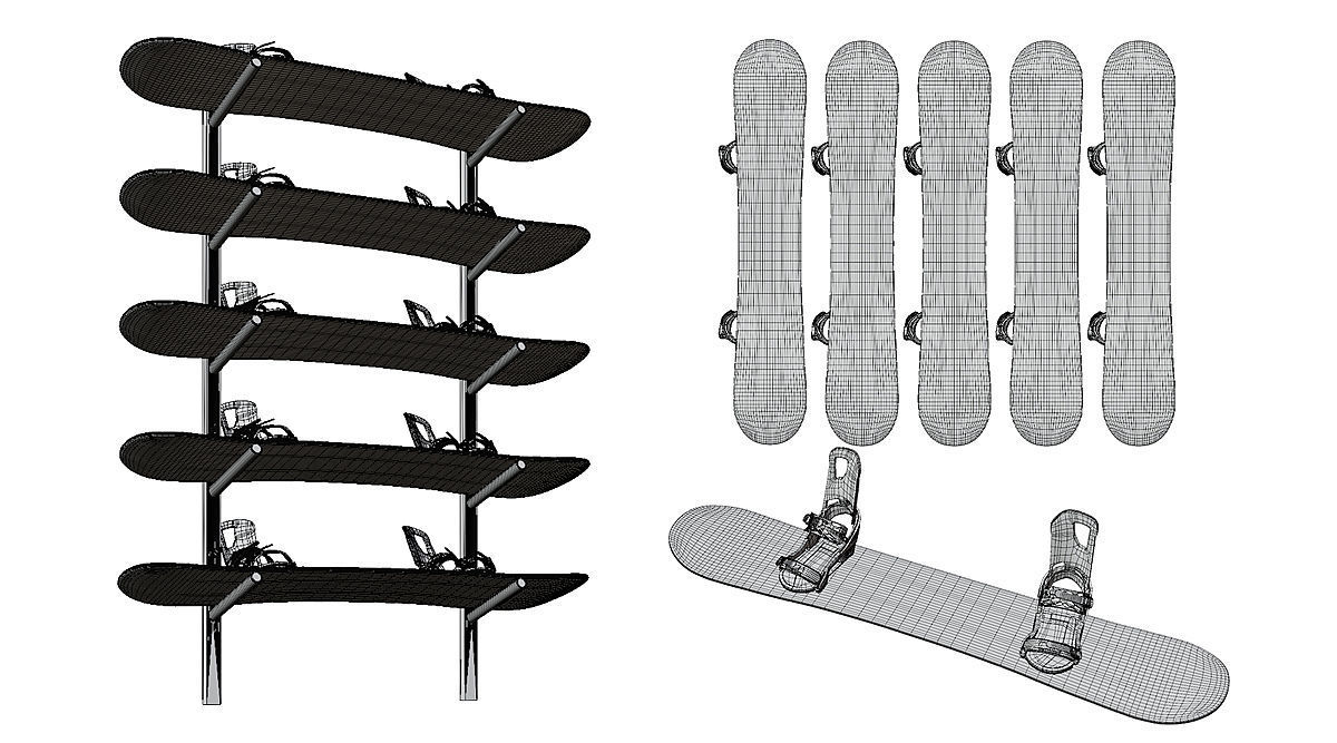 Snowboards BLENDER 3D Model Cycles 3D model_2