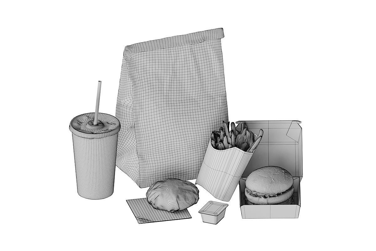 Mcdonalds Meal BLENDER 3D Model Cycles 3D model_4