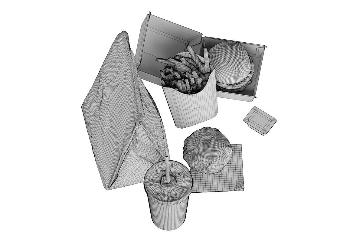 Mcdonalds Meal BLENDER 3D Model Cycles 3D model_2