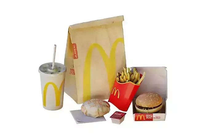 Mcdonalds Meal BLENDER 3D Model Cycles 3D model