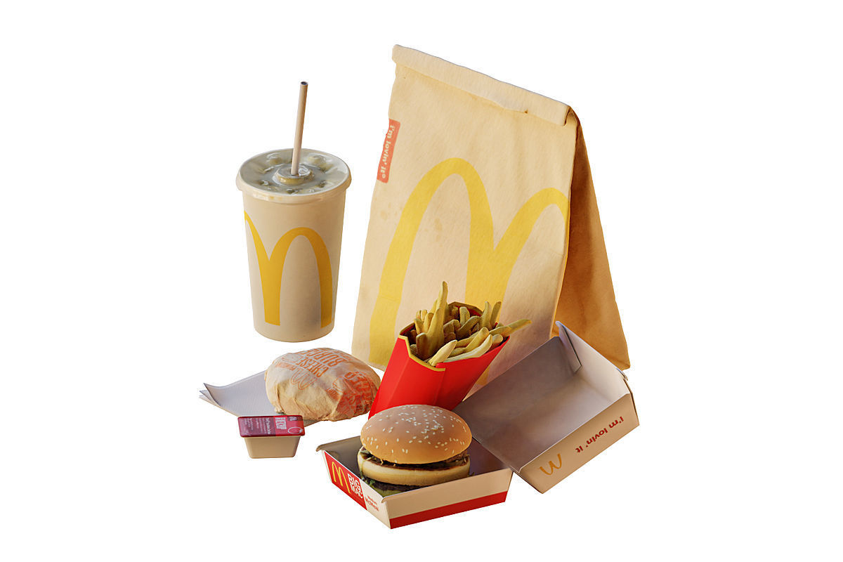 Mcdonalds Meal BLENDER 3D Model Cycles 3D model_1