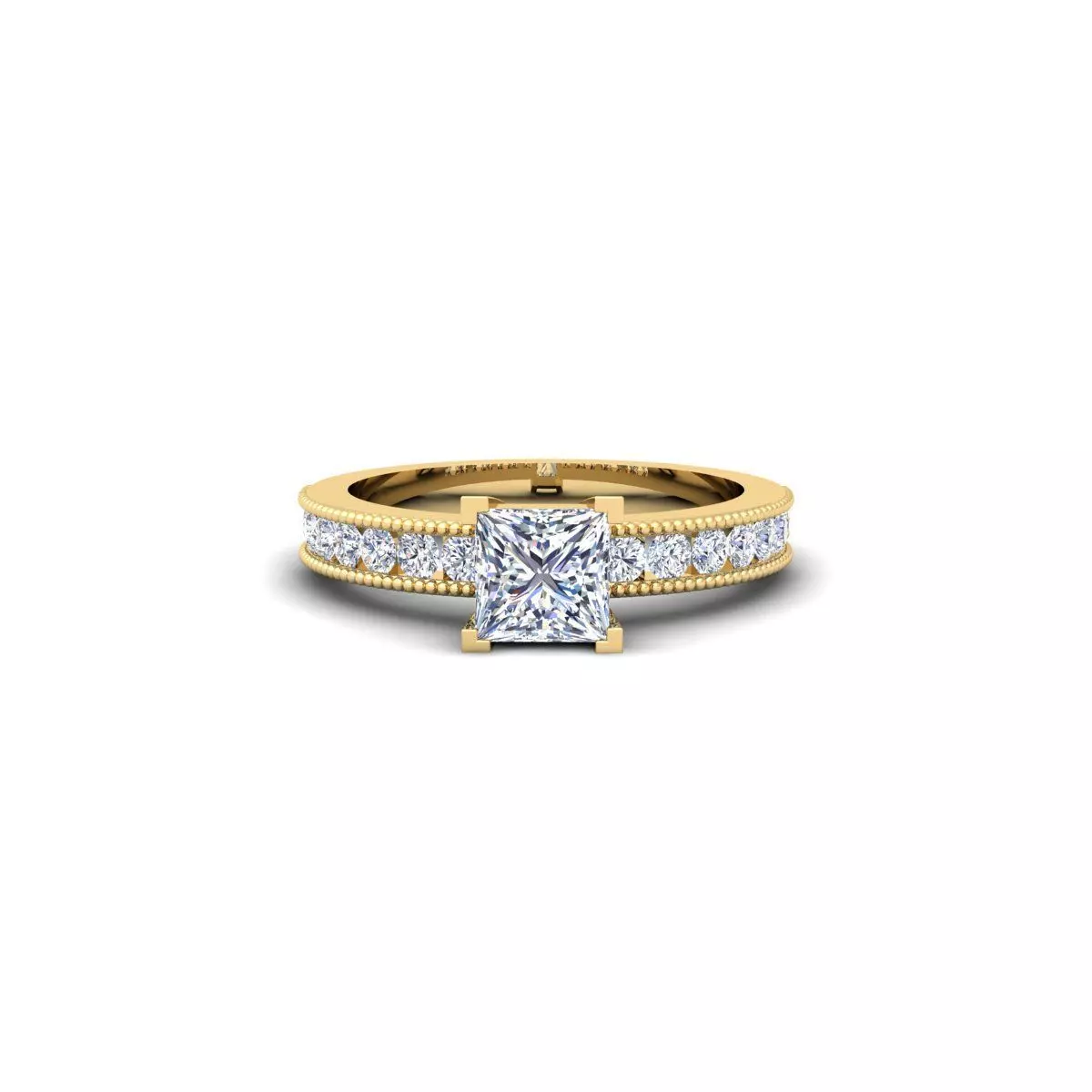 Princess Engagement Ring 3d Model  3D print model_0