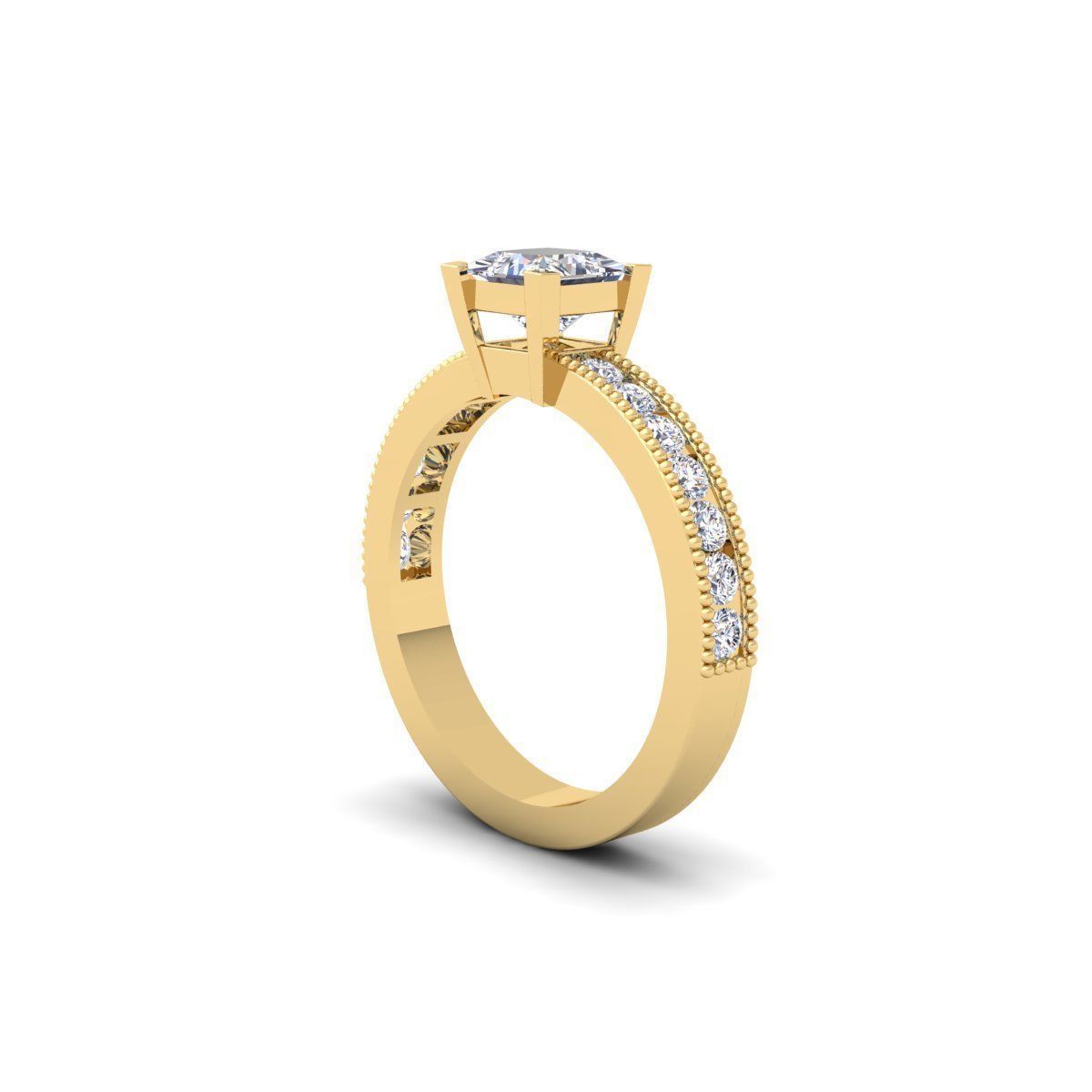 Princess Engagement Ring 3d Model  3D print model_2