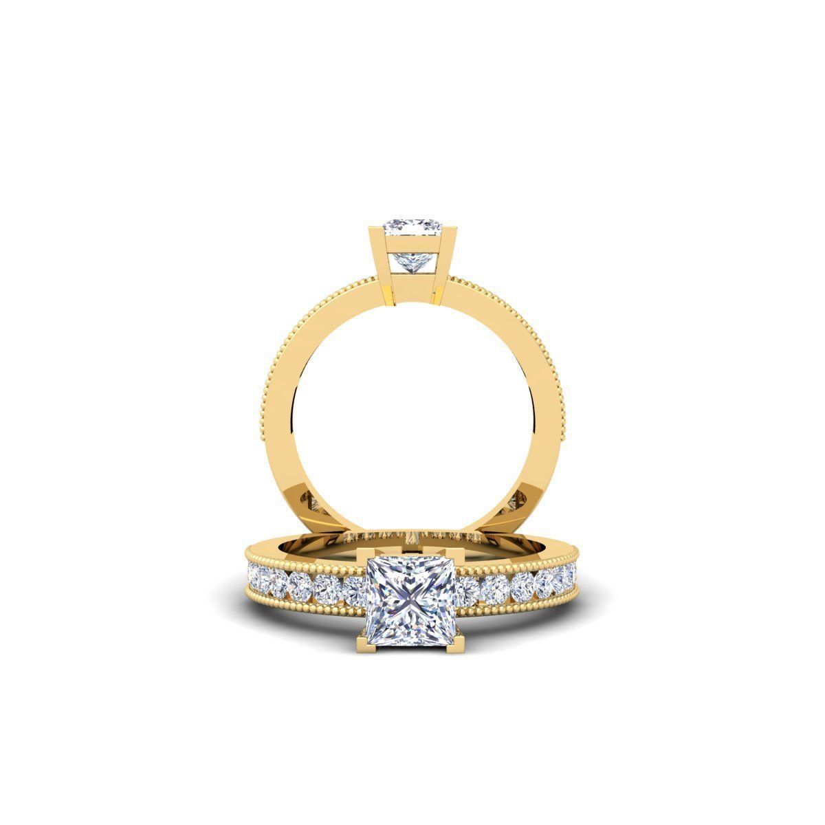 Princess Engagement Ring 3d Model  3D print model_4