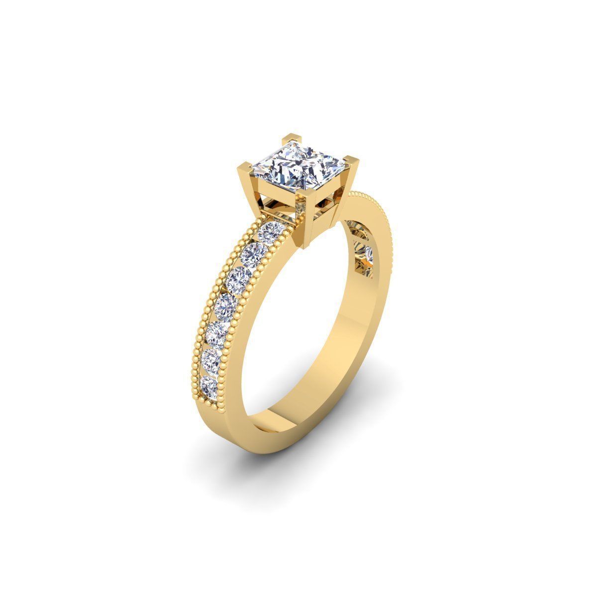 Princess Engagement Ring 3d Model  3D print model_3