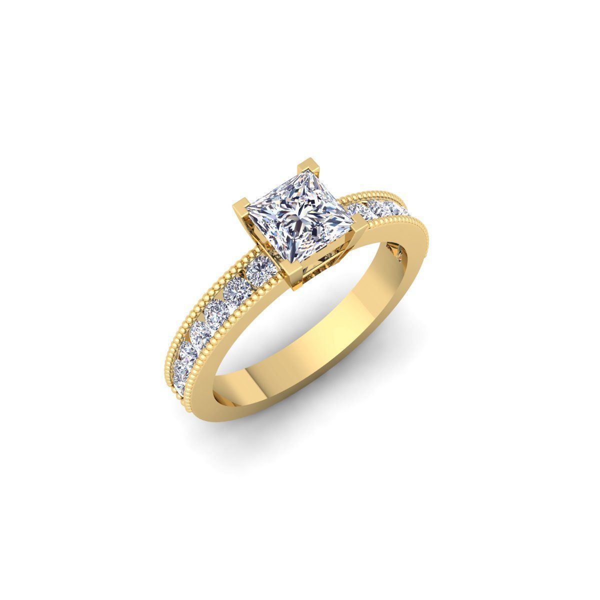Princess Engagement Ring 3d Model  3D print model_1