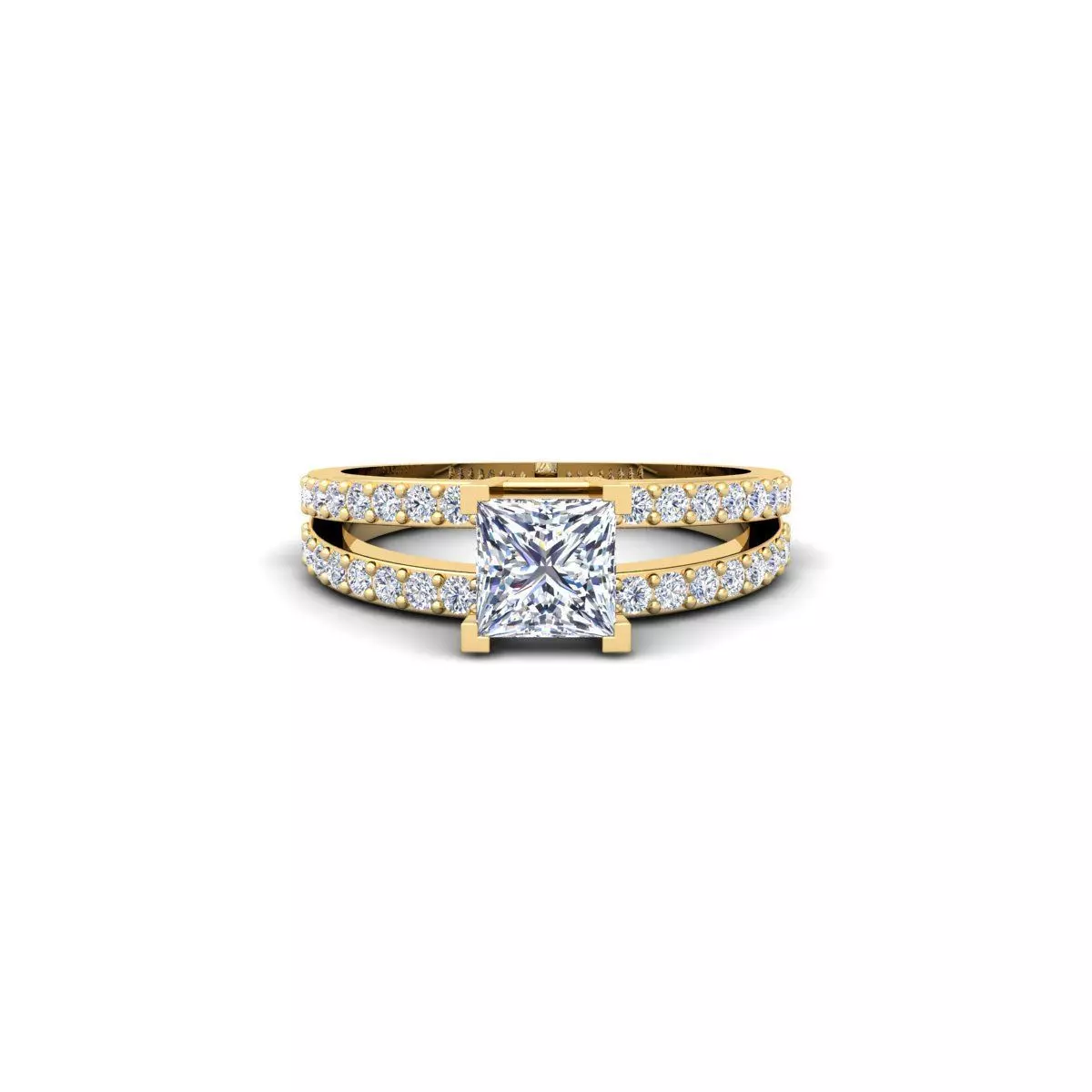 1 carat Pricess Enagagement Ring 3d model 3D print model