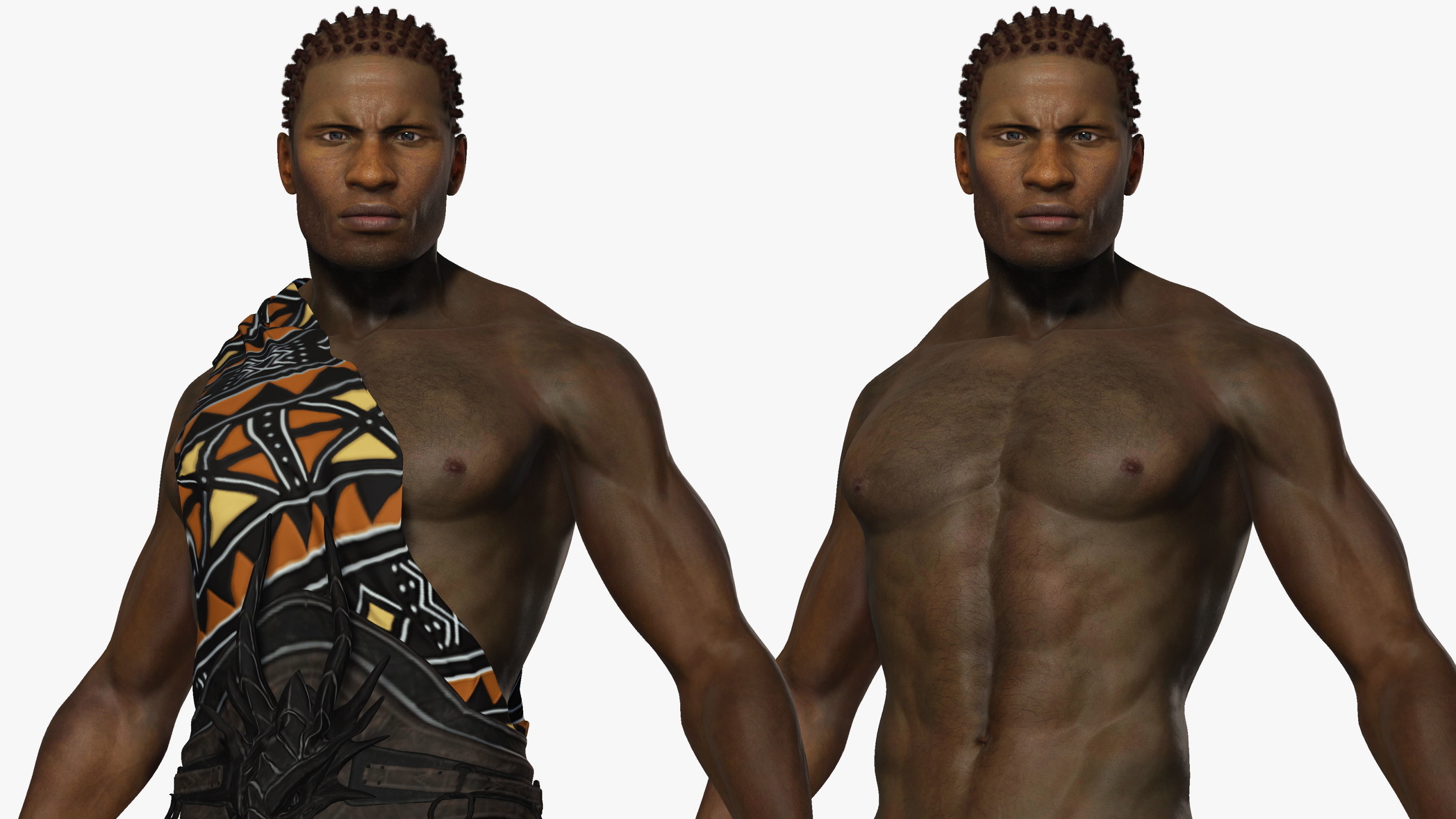African Man Rigged Character 3D model_2