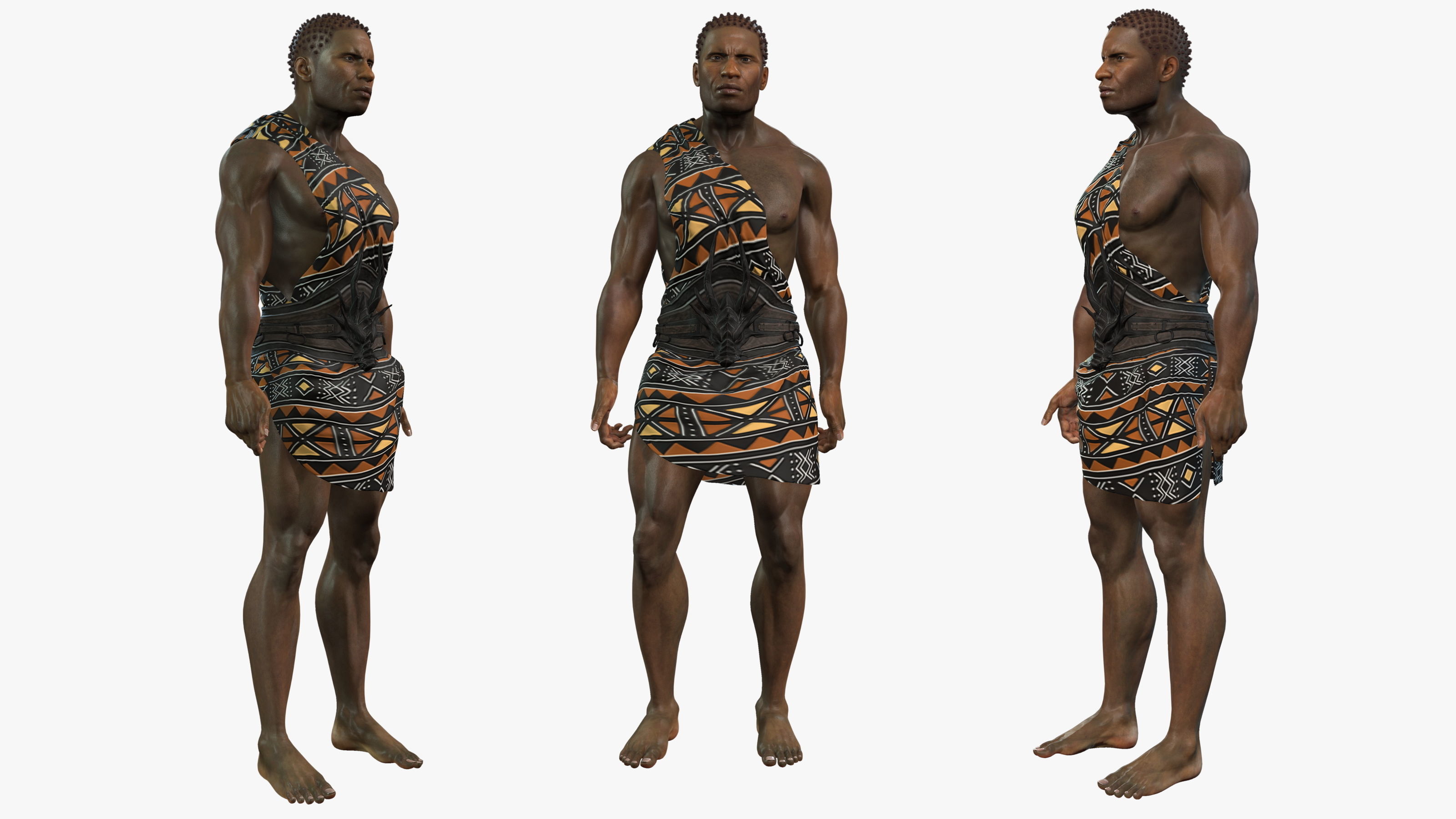 African Man Rigged Character 3D model_3