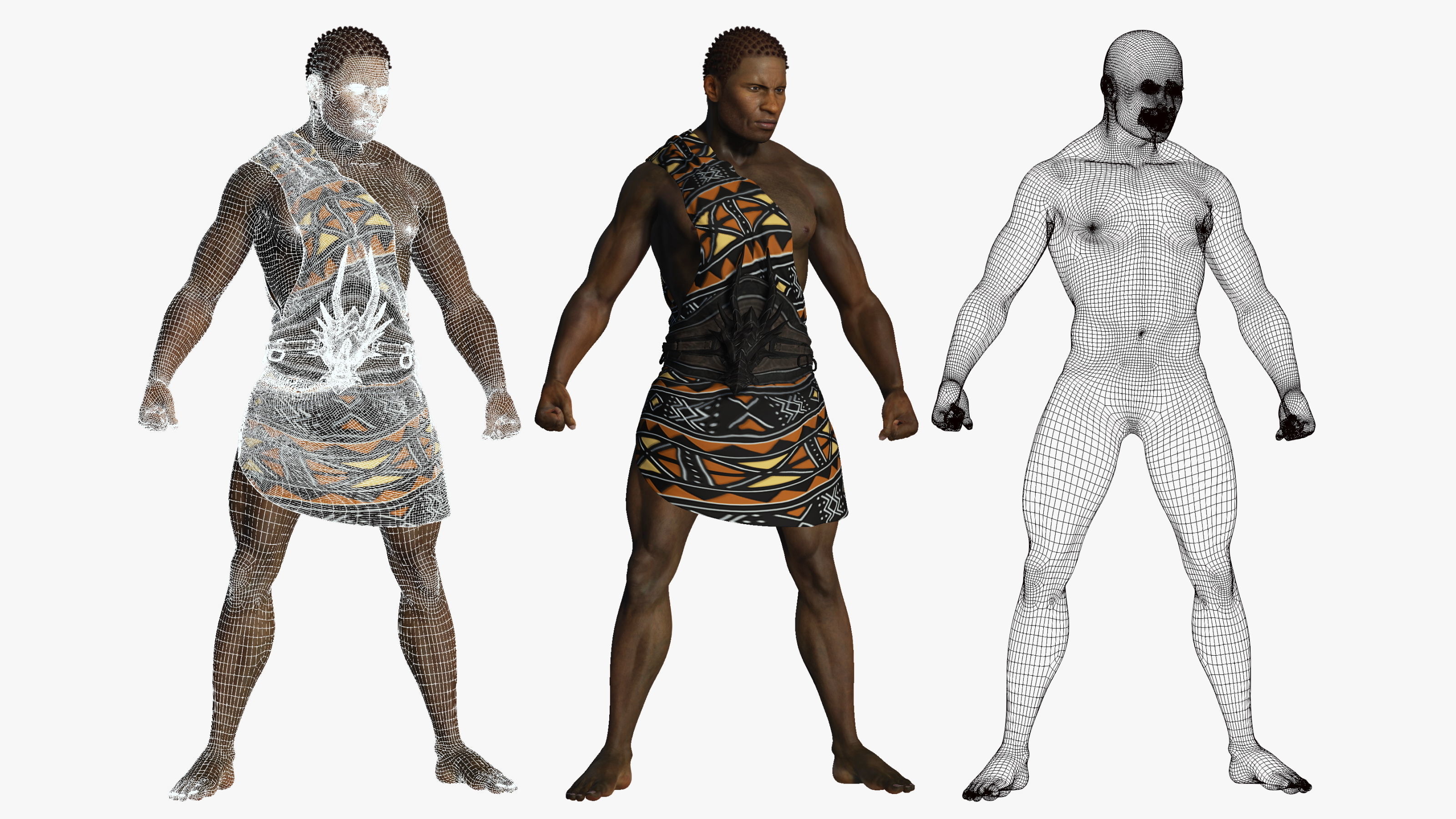 African Man Rigged Character 3D model_5
