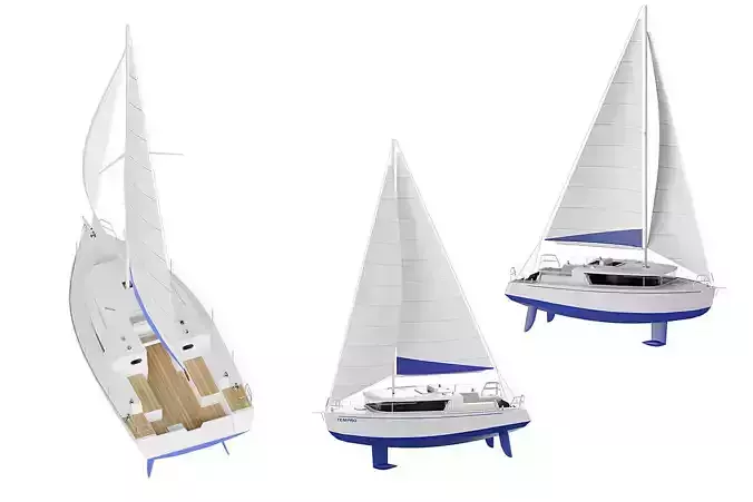 White Sailing Yacht BLENDER 3D Model Cycles