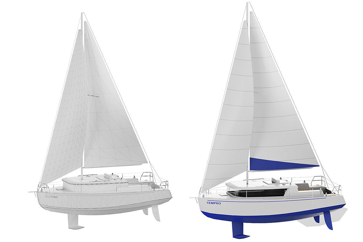 White Sailing Yacht BLENDER 3D Model Cycles 3D model CGTrader