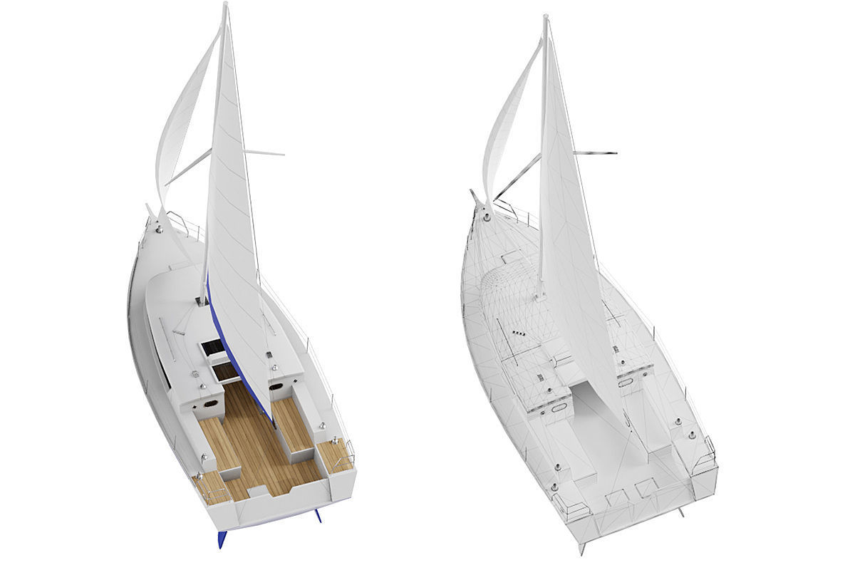 White Sailing Yacht BLENDER 3D Model Cycles 3D model CGTrader