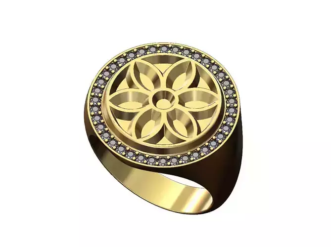 Gothic ornament large 21mm round diamond ring US size 9