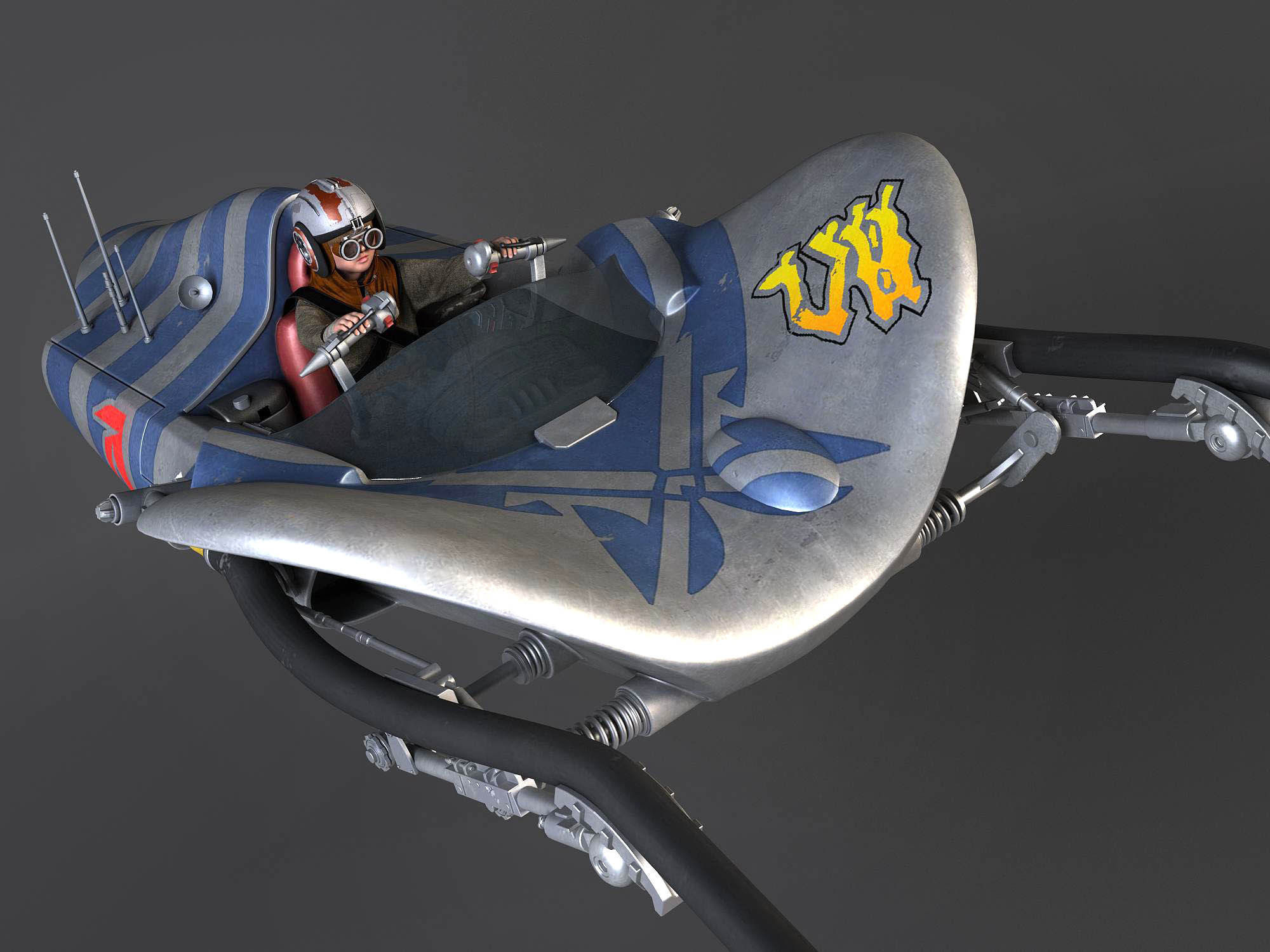 Star Wars Pod Racer with Anakin 3D model_1