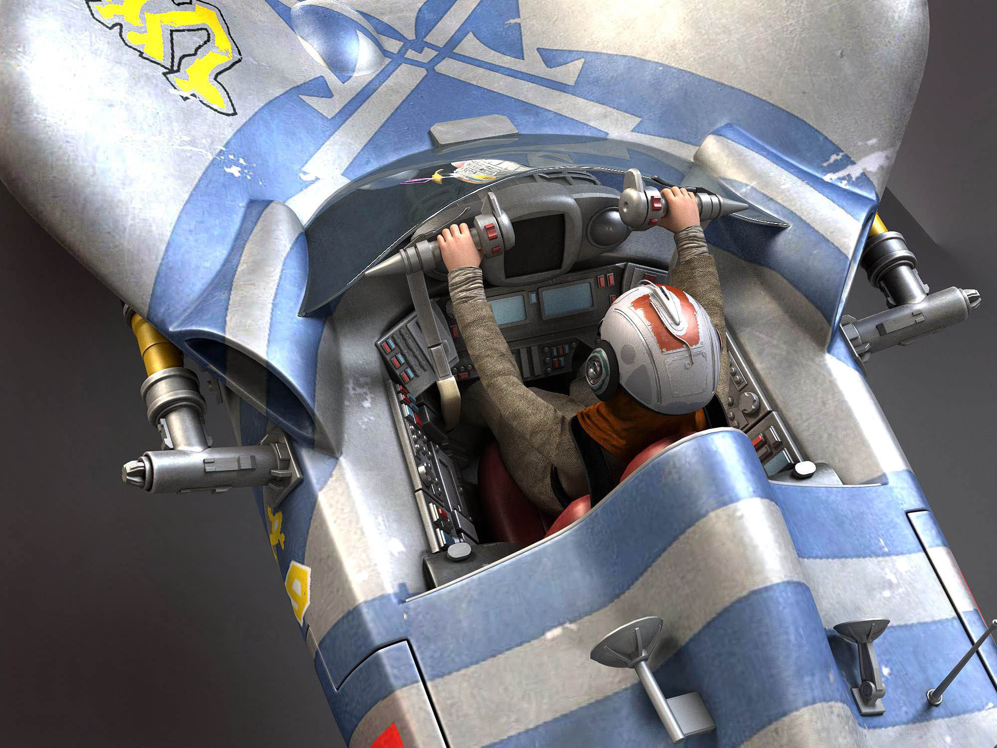 Star Wars Pod Racer with Anakin 3D model_5