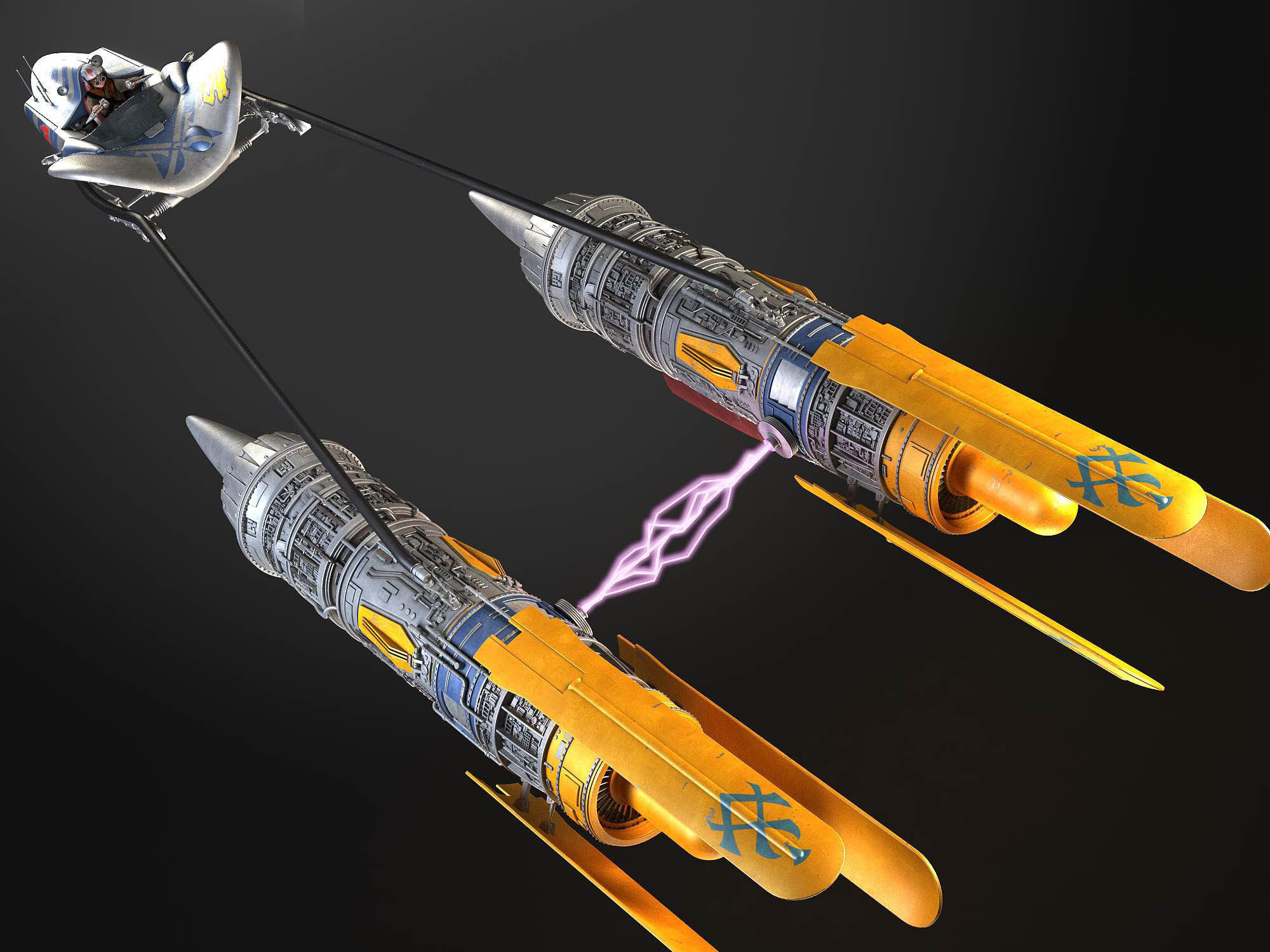 Star Wars Pod Racer with Anakin 3D model_3