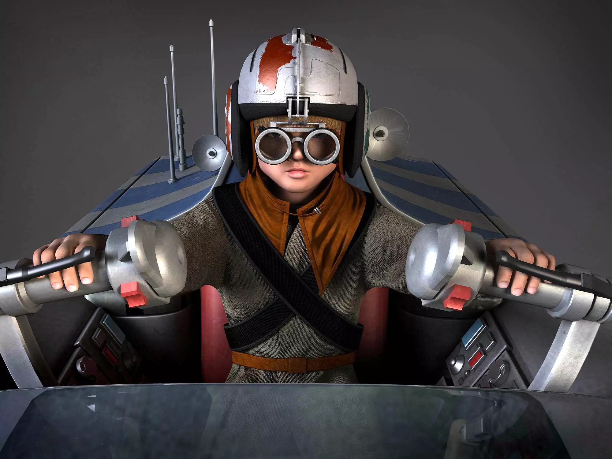 Star Wars Pod Racer with Anakin 3D model_0