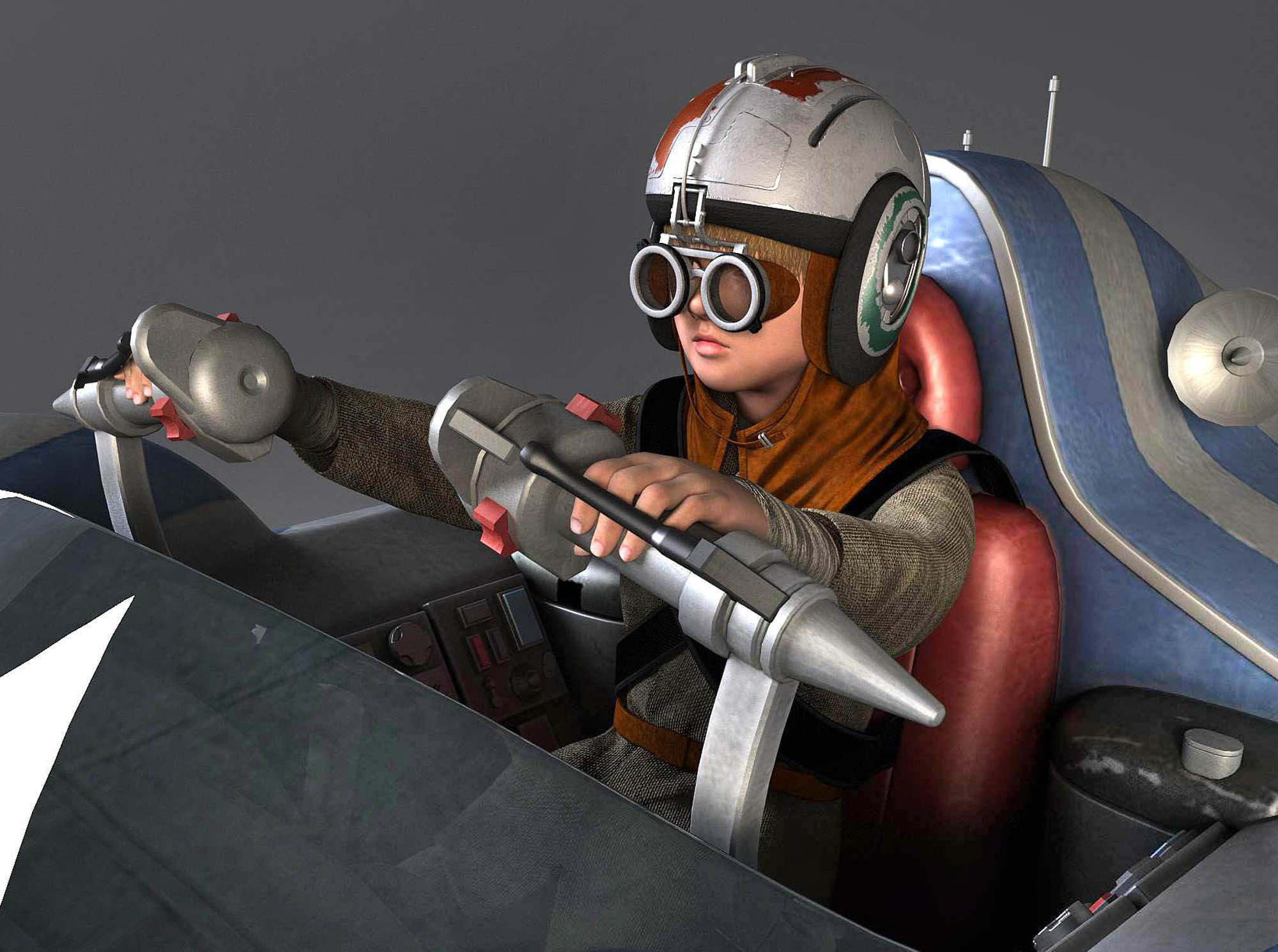 Star Wars Pod Racer with Anakin 3D model_4