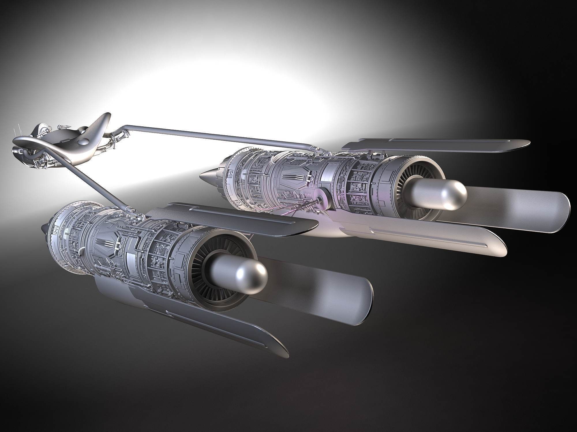 Star Wars Pod Racer with Anakin 3D model_7