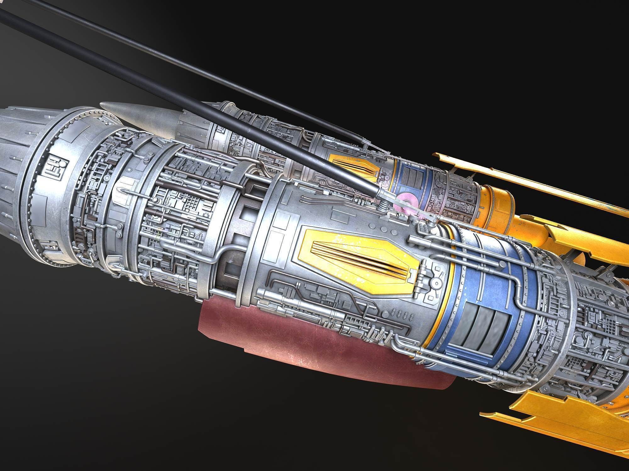 Star Wars Pod Racer with Anakin 3D model_9