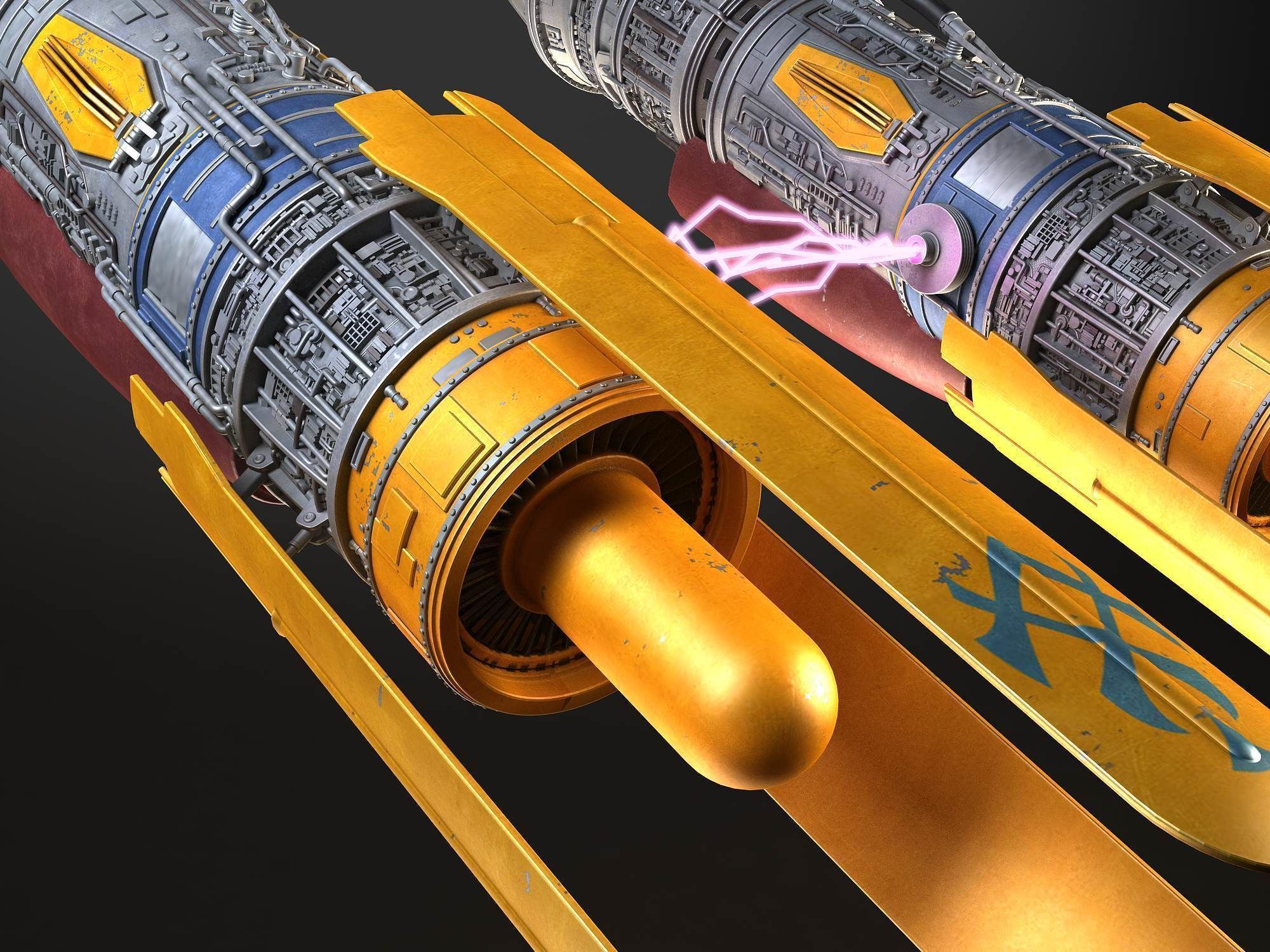 Star Wars Pod Racer with Anakin 3D model_11