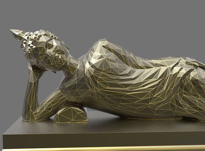 Asian Sleeping Buddha Statue Mid-Low-polygon 3D print model