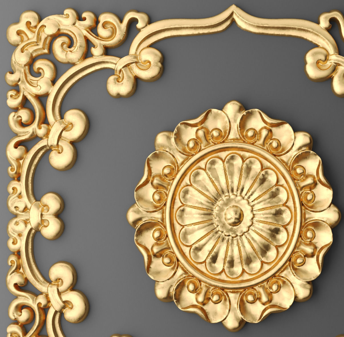 Ceiling rosette and frame 3D 3D model_3