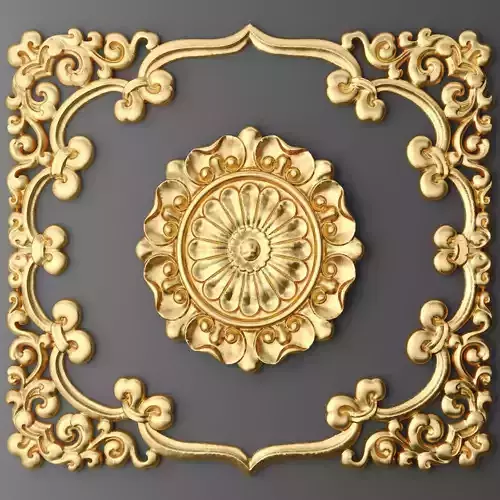 Ceiling rosette and frame 3D