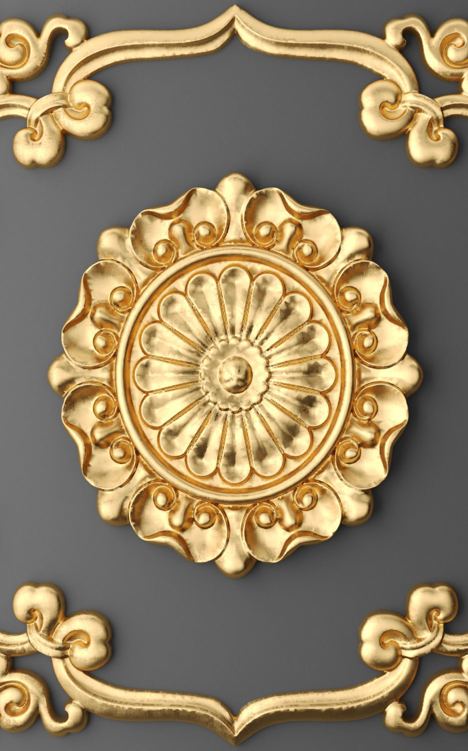 Ceiling rosette and frame 3D 3D model_7