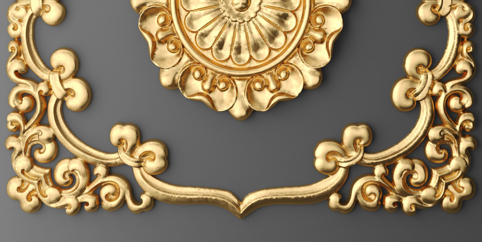 Ceiling rosette and frame 3D 3D model_4