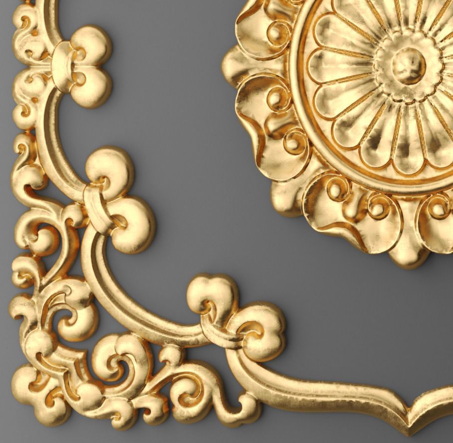 Ceiling rosette and frame 3D 3D model_1