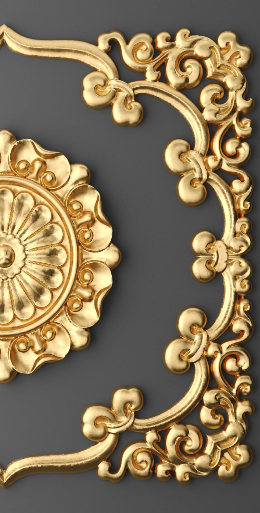 Ceiling rosette and frame 3D 3D model_2