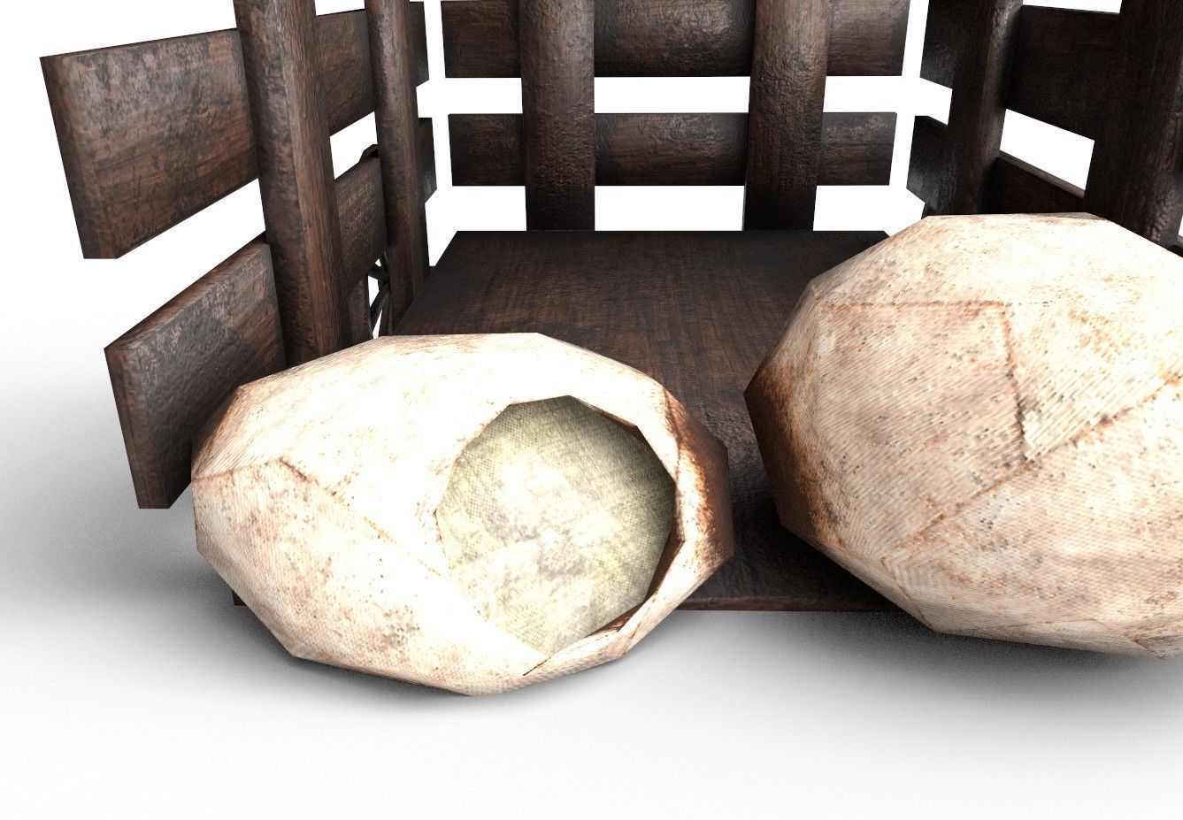 Wooden Trailer Low Poly and Game Ready Low-poly 3D model_5