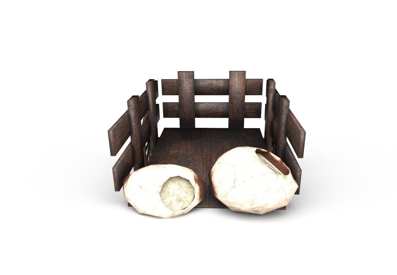 Wooden Trailer Low Poly and Game Ready Low-poly 3D model_7