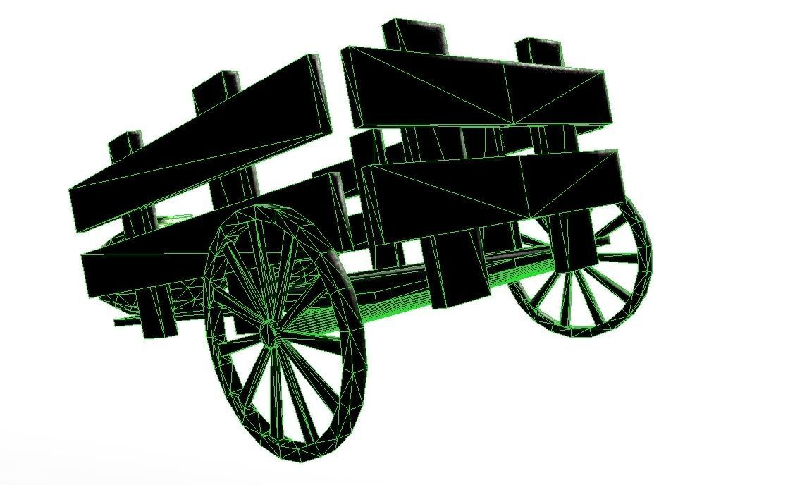 Wooden Trailer Low Poly and Game Ready Low-poly 3D model_8