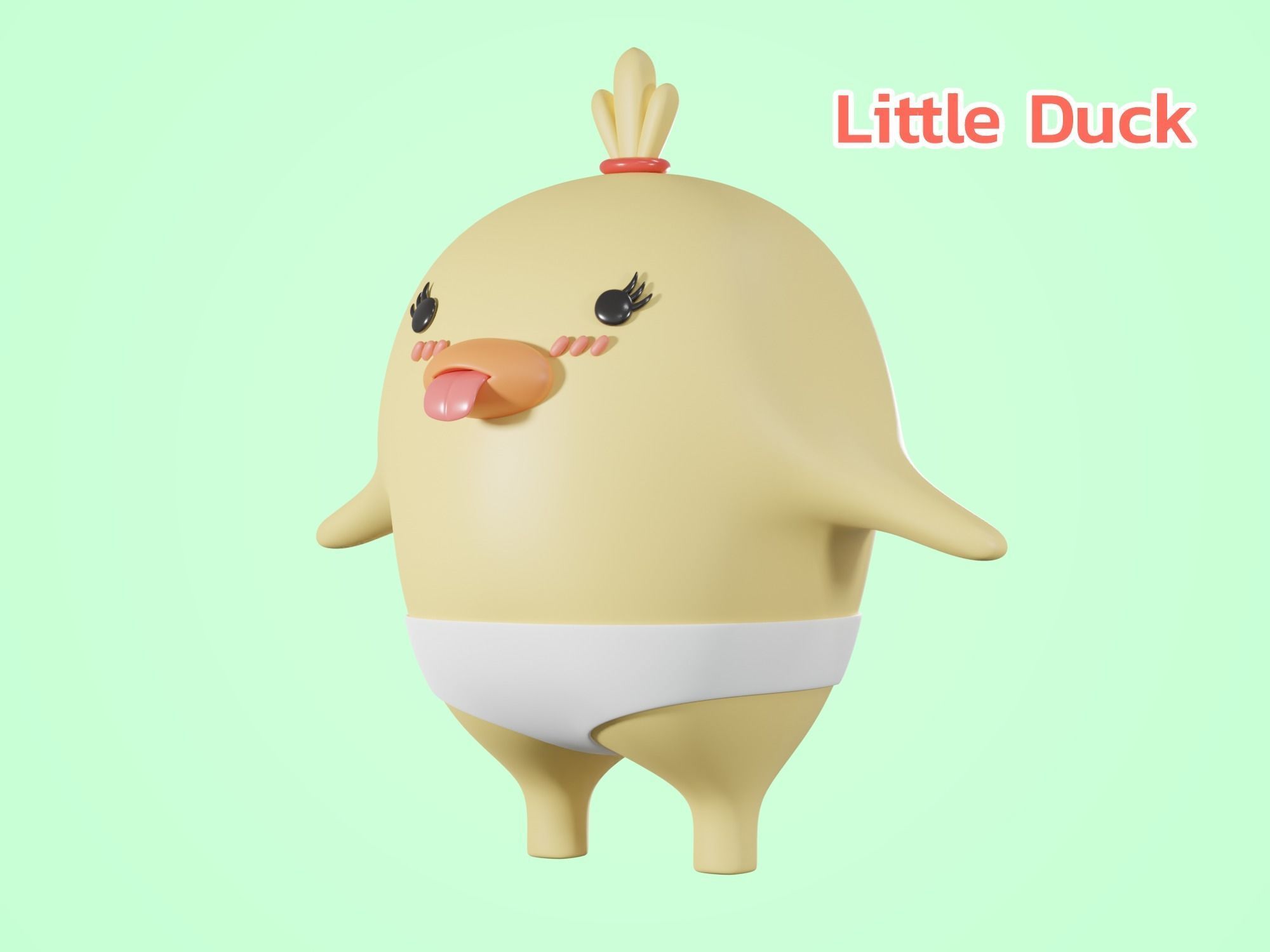 Cartoon little cute Duck 3D model 3D model_1