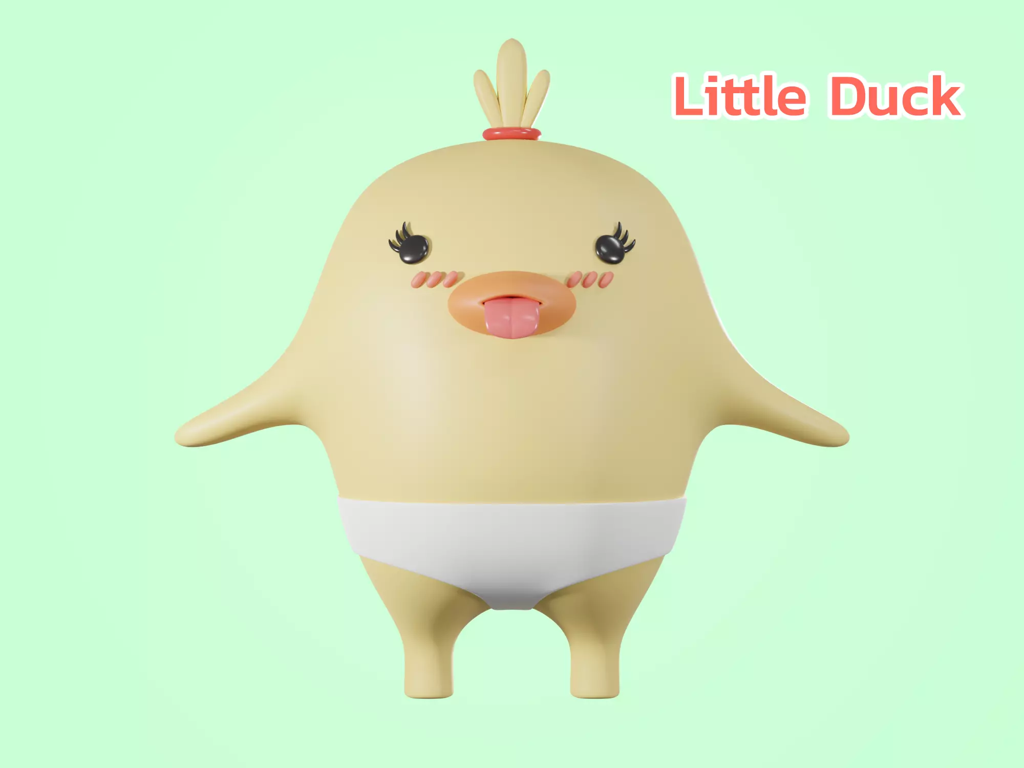 Cartoon little cute Duck 3D model 3D model_0