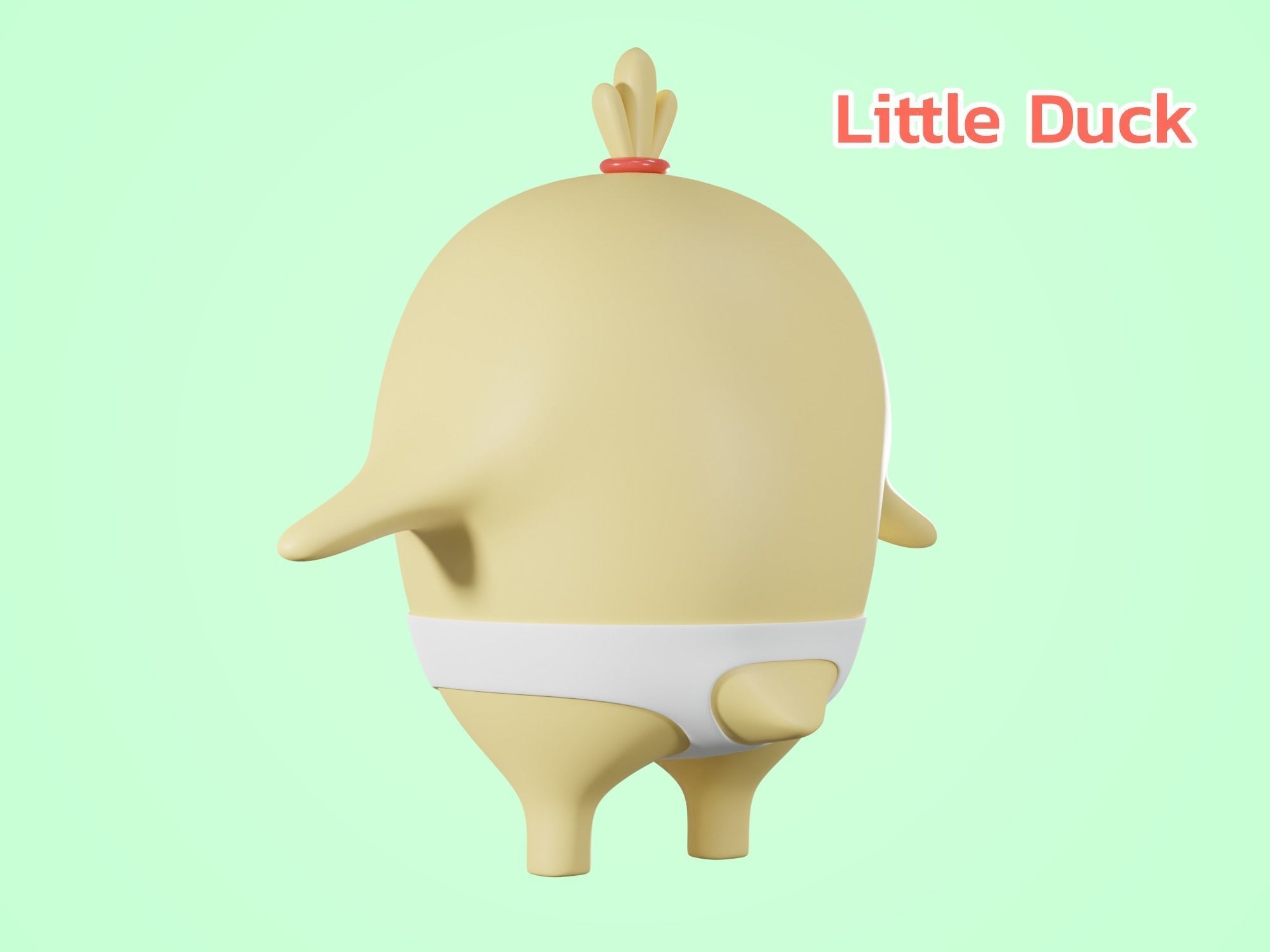 Cartoon little cute Duck 3D model 3D model_2