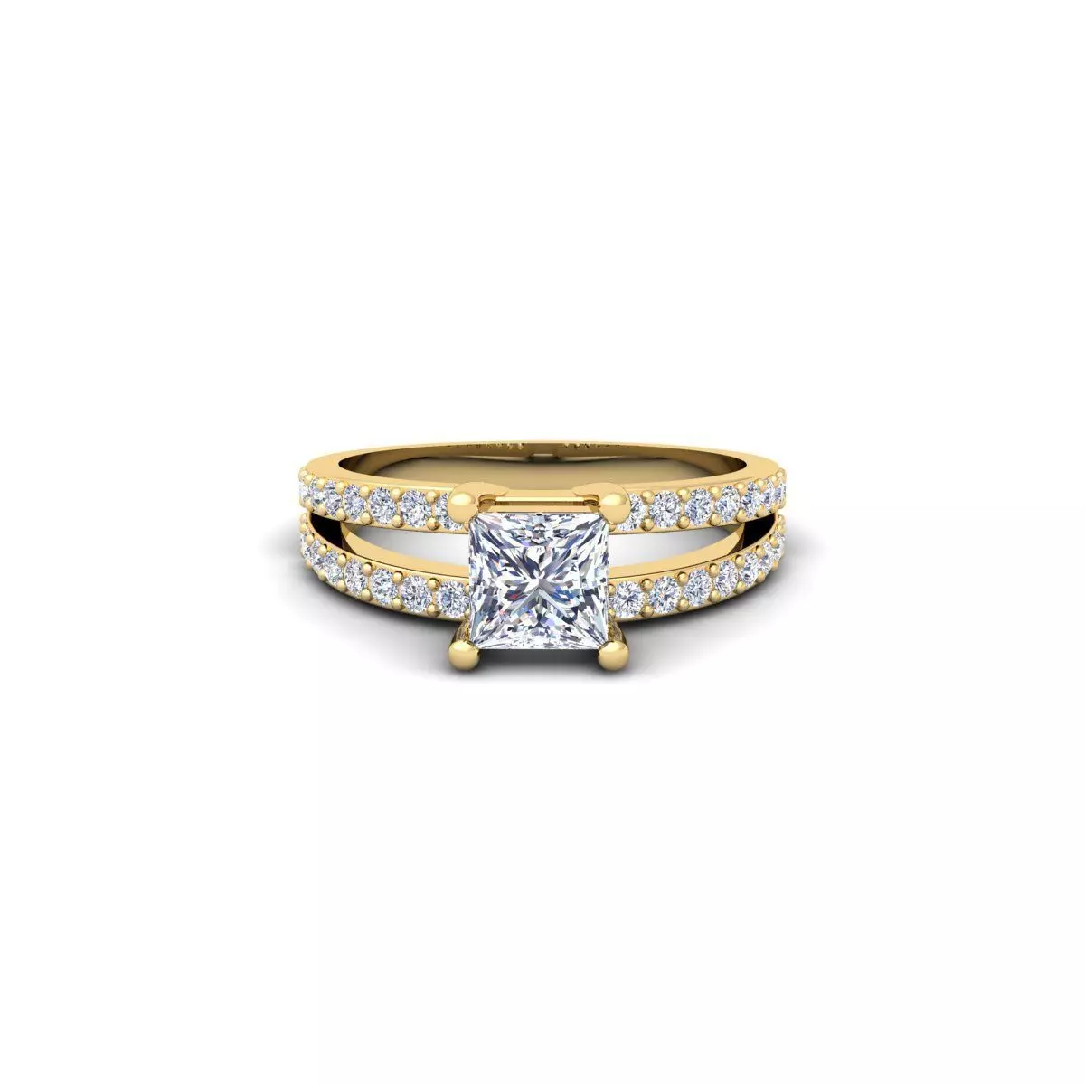 Princess Engagement Ring 3d Model 3D print model_0