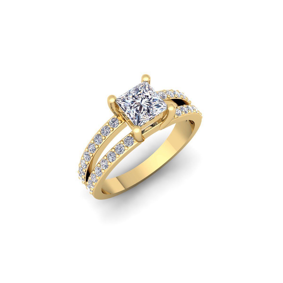 Princess Engagement Ring 3d Model 3D print model_1